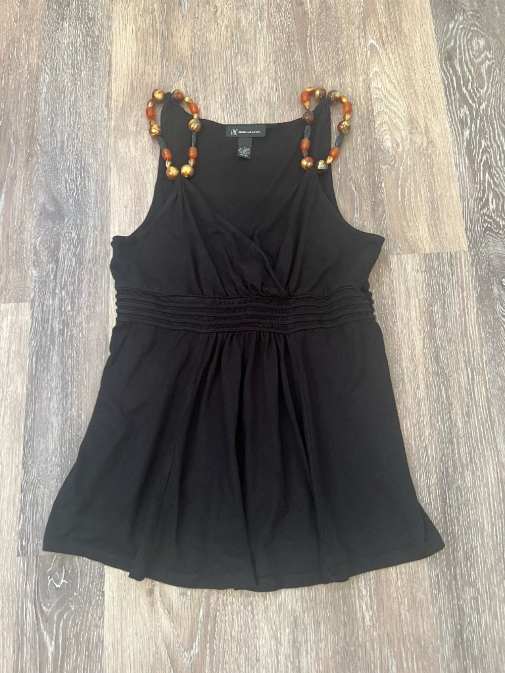 Y2K INC Babydoll Sleeveless Top With Beaded Shoulders Size L